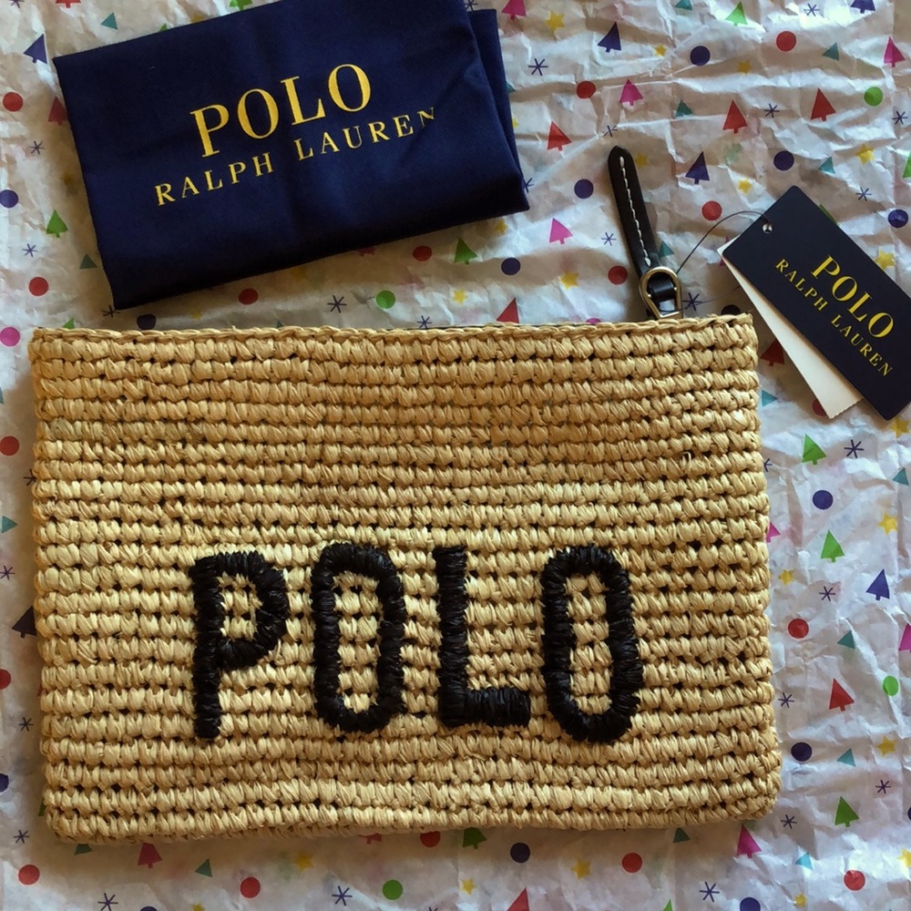 Polo Ralph Lauren straw clutch NWT
